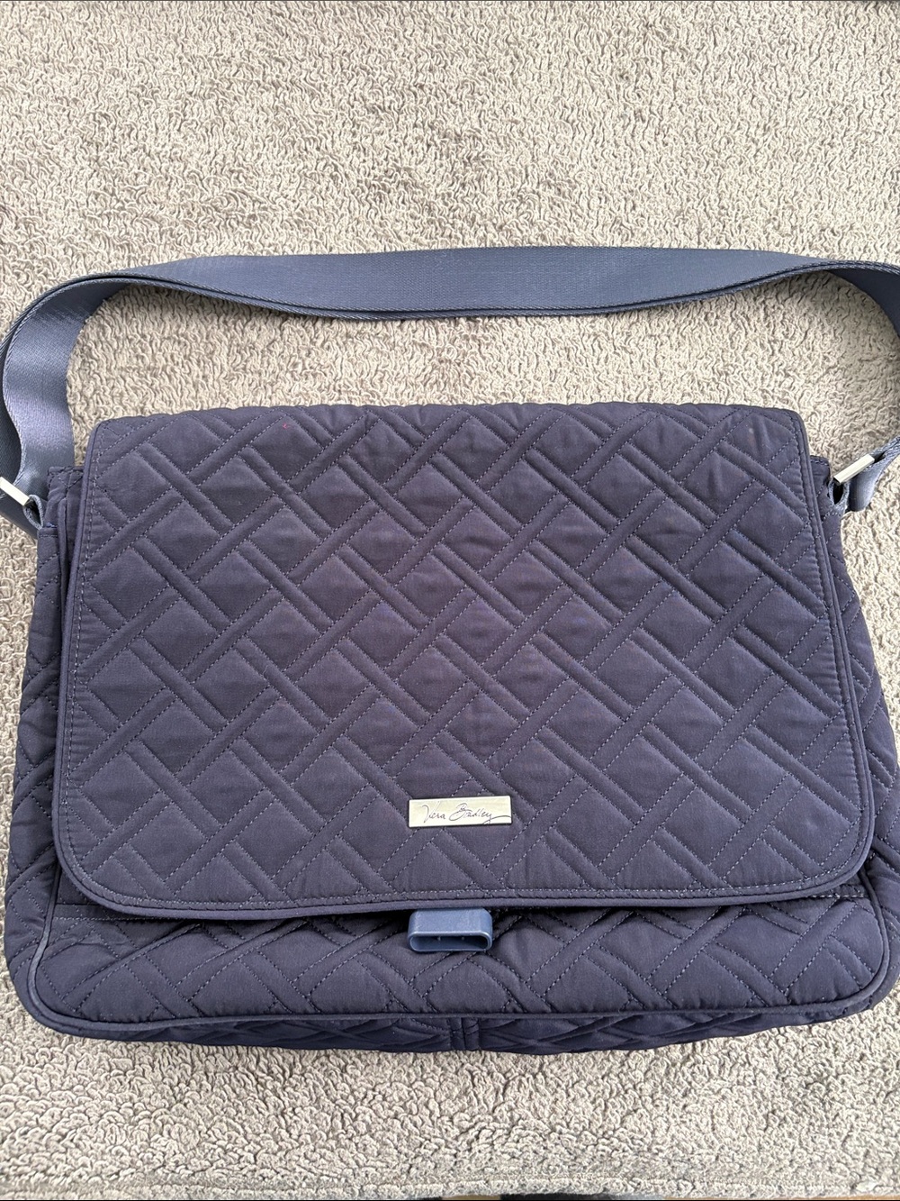 Vera Bradley Quilted Navy Crossbody Messenger Bag (Navy blue)